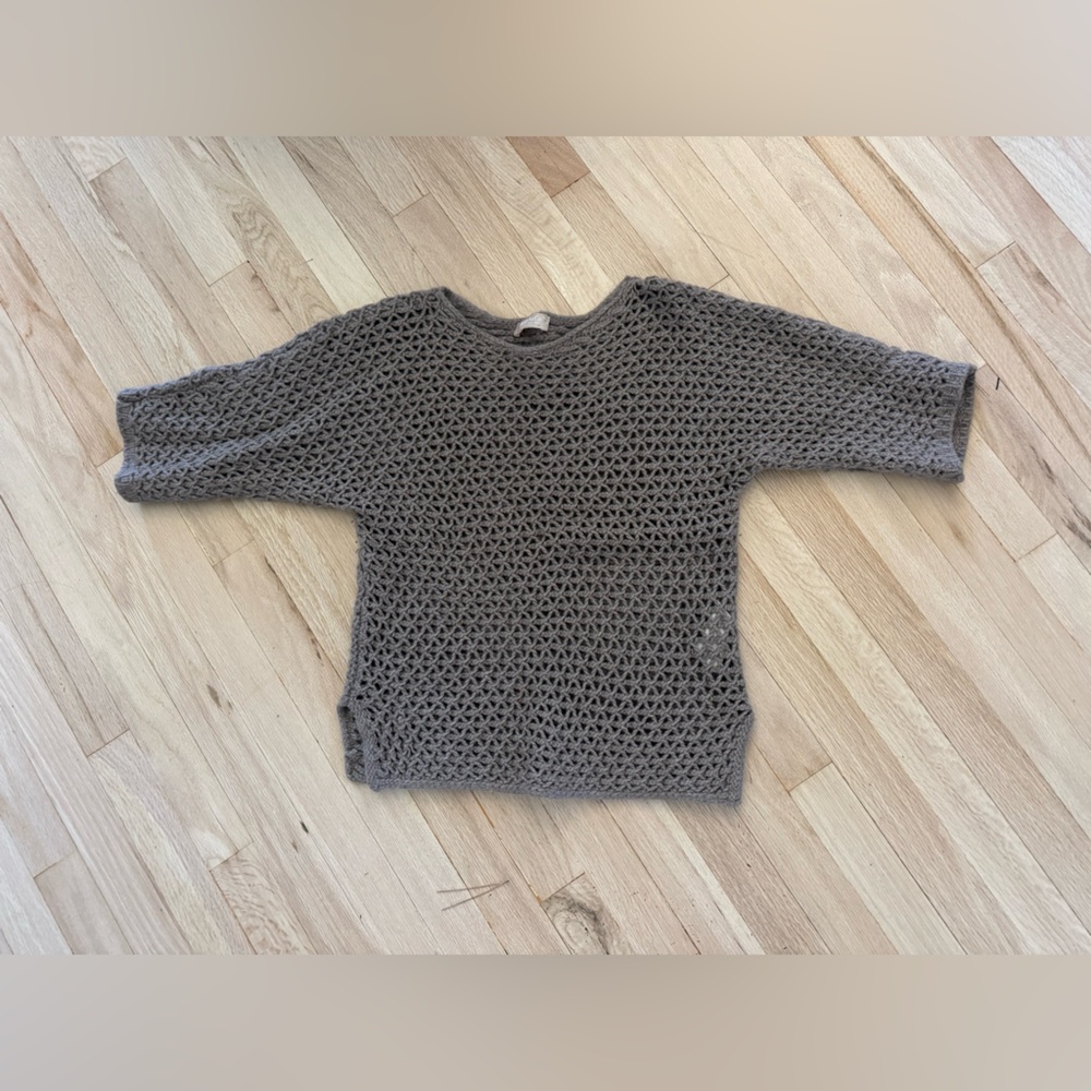 Hekla & Co Italy Grey/brown Knit Wool blend-Sweater-  Fits a S-M